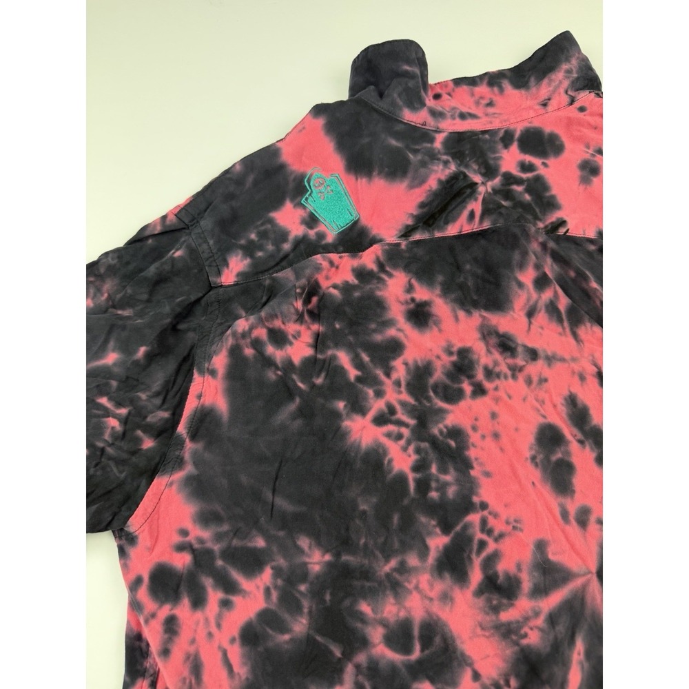 Disney Mickey Mouse Tie Dye Button Up Shirt Pink Black Size Large - Picture 8 of 12